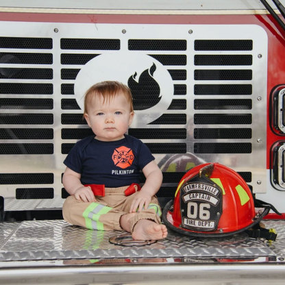 Firefighter Infant Bodysuit Shirt and Hoodie Personalized Name Fire Department