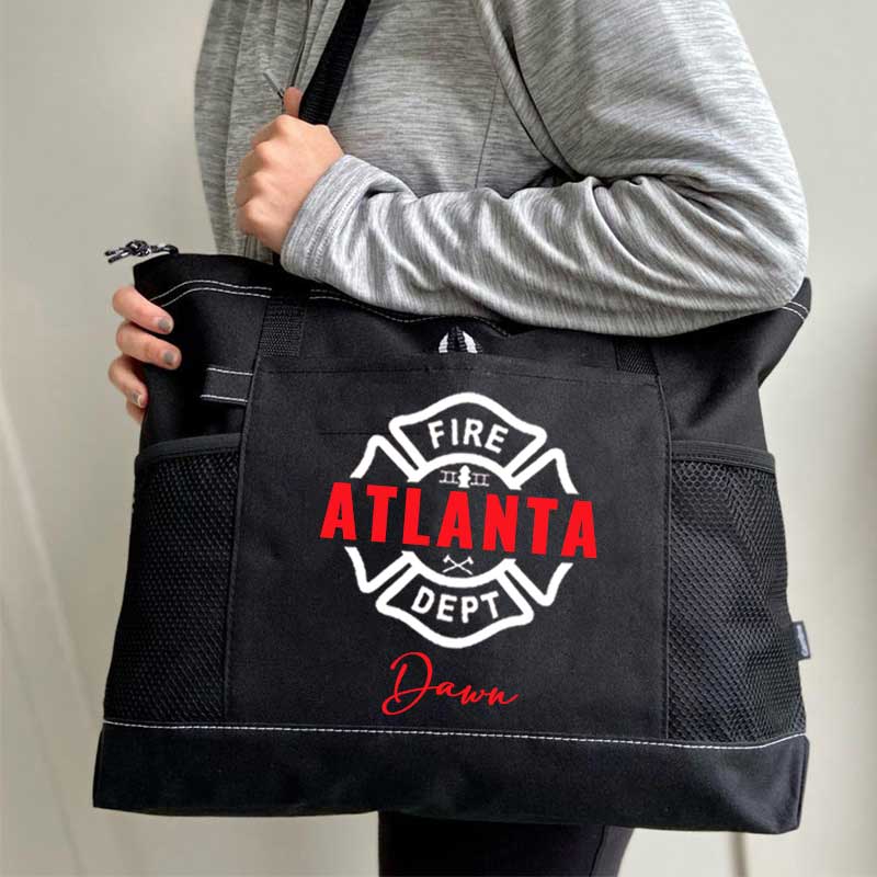 Maltese Cross Firefighter Custom Your City and Name Tote Bag