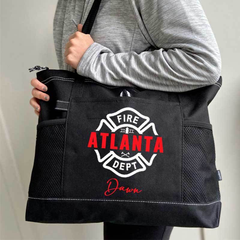 Maltese Cross Firefighter Custom Your City and Name Tote Bag