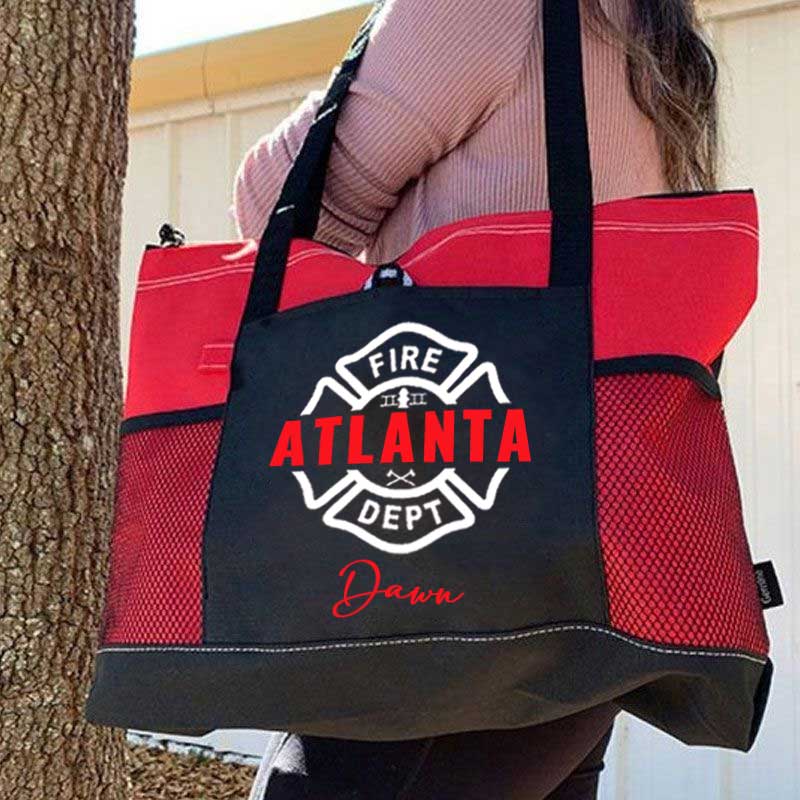 Maltese Cross Firefighter Custom Your City and Name Tote Bag