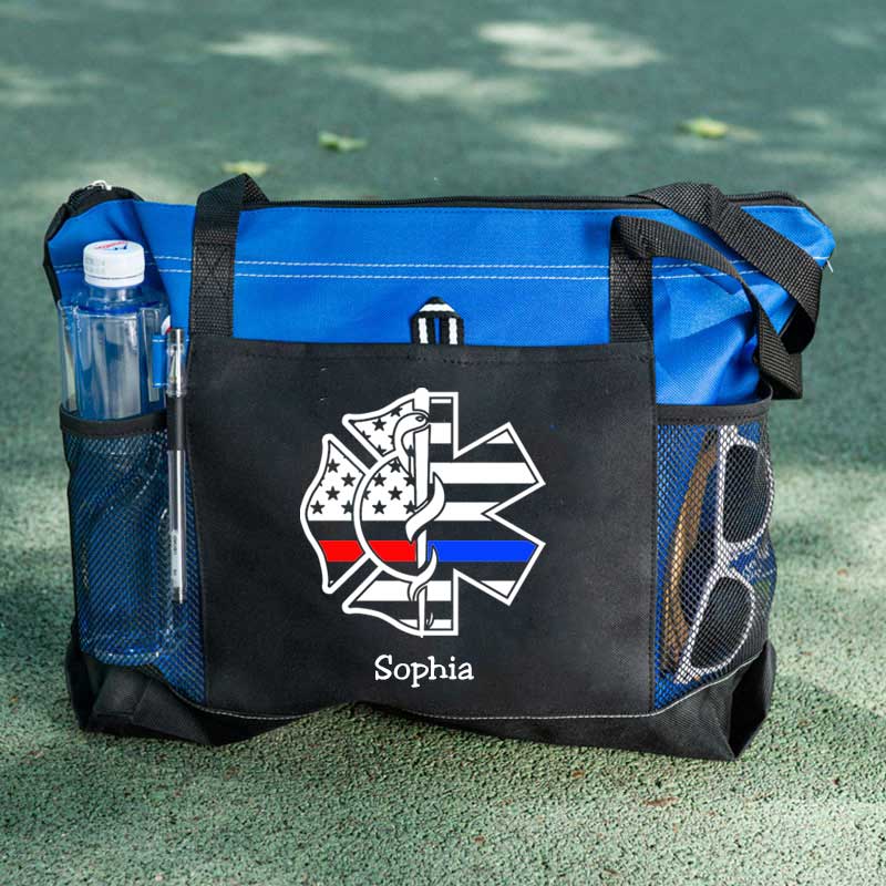 Personalized Fire and EMS White Flag Tote Bag