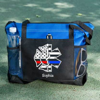 Personalized Fire and EMS White Flag Tote Bag