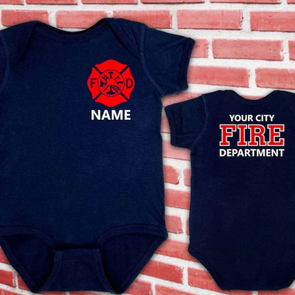 Firefighter Infant Bodysuit Shirt and Hoodie Personalized Name Fire Department