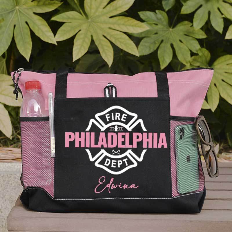 Maltese Cross Firefighter Custom Your City and Name Tote Bag