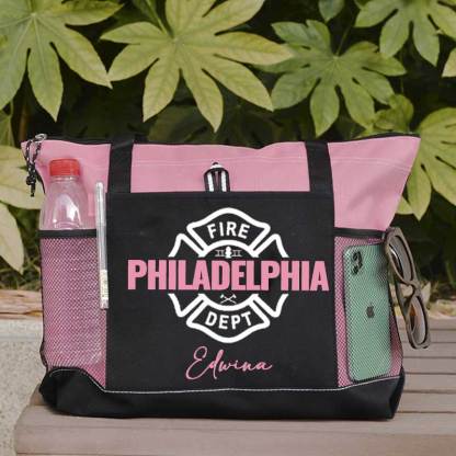 Maltese Cross Firefighter Custom Your City and Name Tote Bag