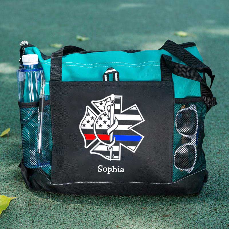 Personalized Fire and EMS White Flag Tote Bag