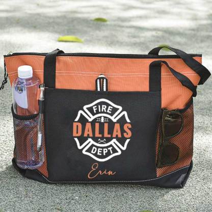 Maltese Cross Firefighter Custom Your City and Name Tote Bag