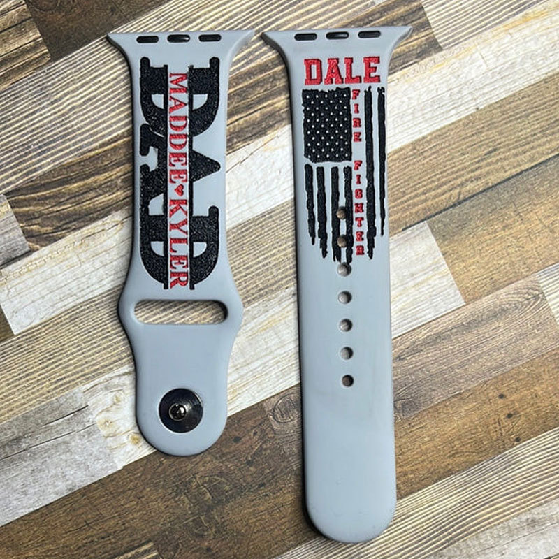 Firefighter Dad Watch Band for Apple Personalized Firefighter and Kids Name