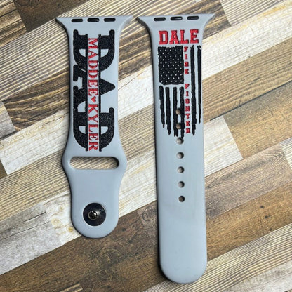 Firefighter Dad Watch Band for Apple Personalized Firefighter and Kids Name