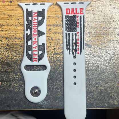 Firefighter Dad Watch Band for Apple Personalized Firefighter and Kids Name