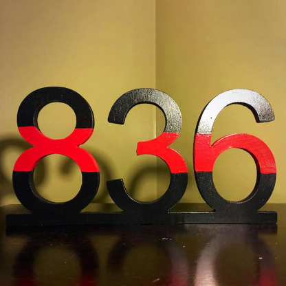 Firefighter Thin Red Line Wooden Badge Number Decor