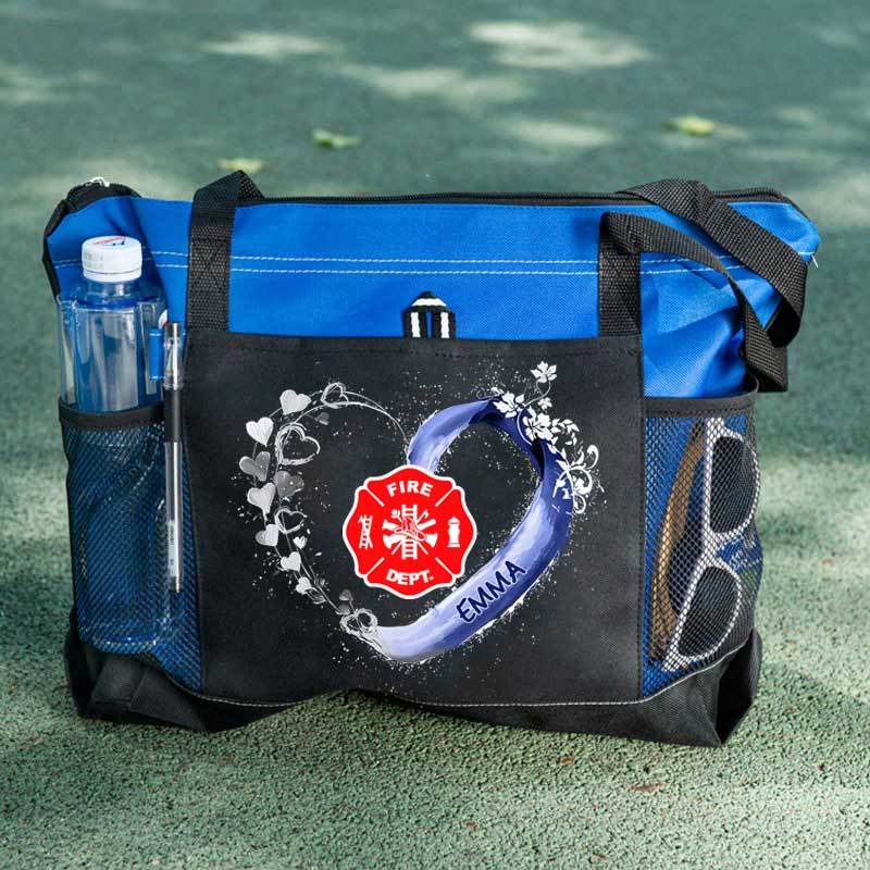 Fire Rescue Firefighter Beautiful Heart Personalized Tote Bag