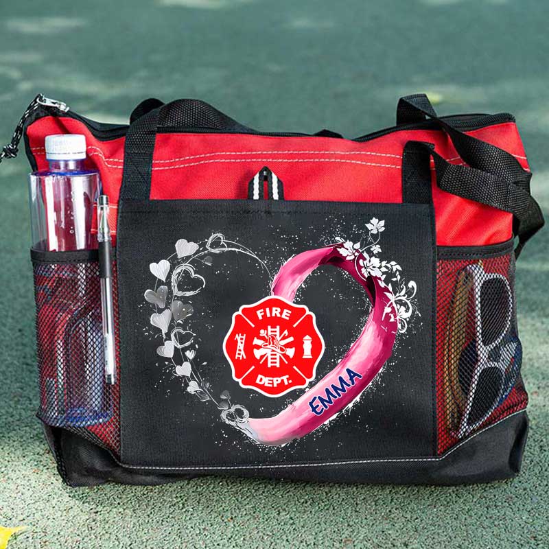 Fire Rescue Firefighter Beautiful Heart Personalized Tote Bag