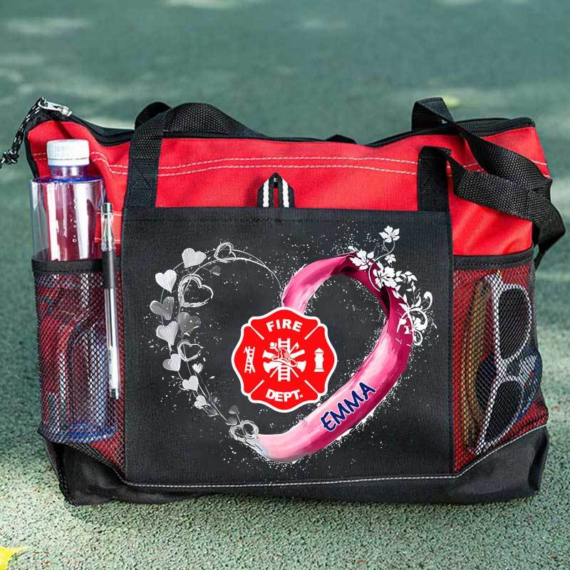 Fire Rescue Firefighter Beautiful Heart Personalized Tote Bag