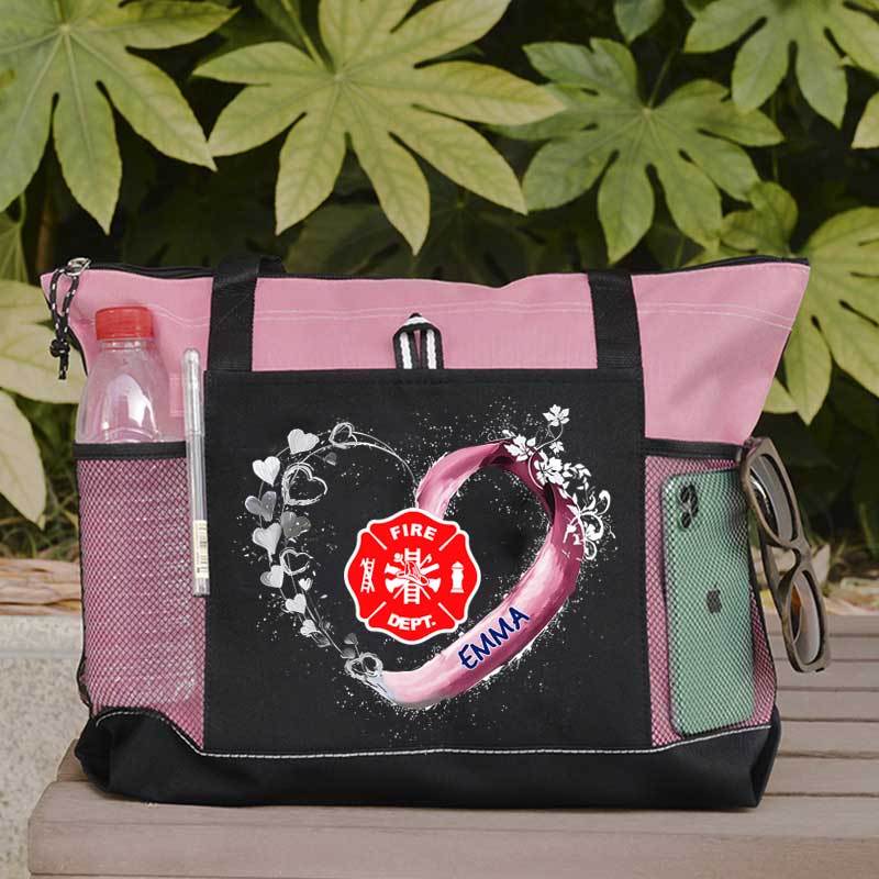 Fire Rescue Firefighter Beautiful Heart Personalized Tote Bag