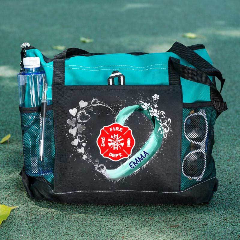 Fire Rescue Firefighter Beautiful Heart Personalized Tote Bag