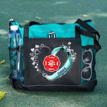Fire Rescue Firefighter Beautiful Heart Personalized Tote Bag