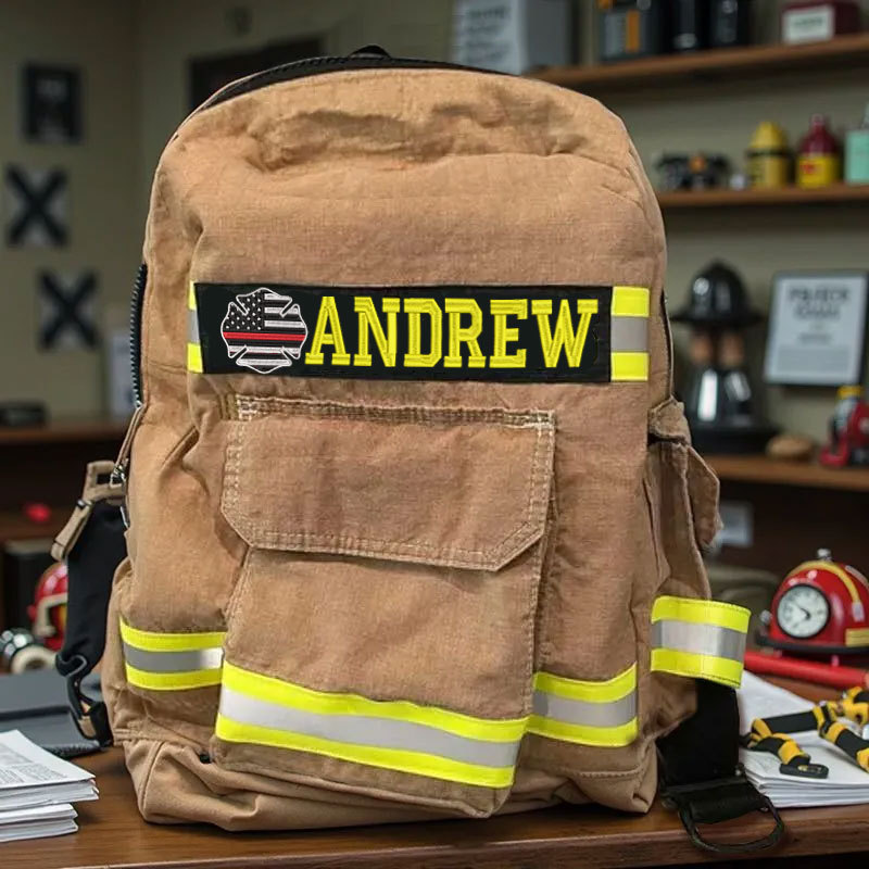 Firefighter Turnouts Backpack with Embroidery American Flag Firefighter Badge and Name