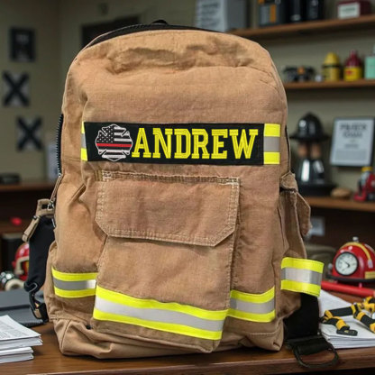 Firefighter Turnouts Backpack with Embroidery American Flag Firefighter Badge and Name