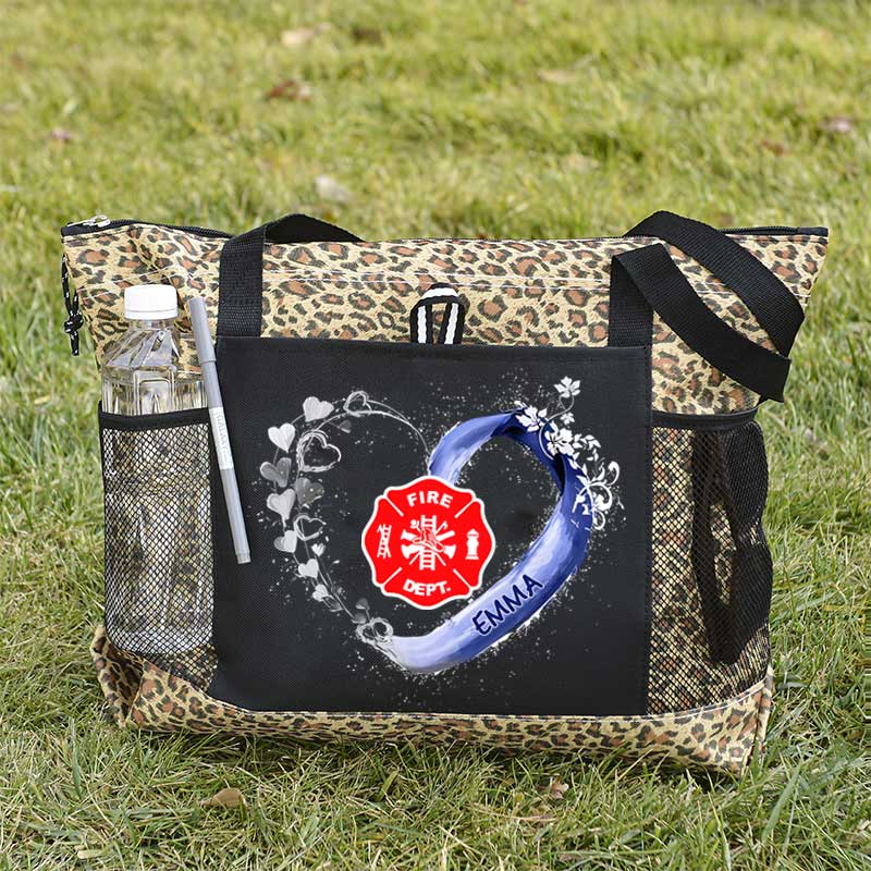 Fire Rescue Firefighter Beautiful Heart Personalized Tote Bag
