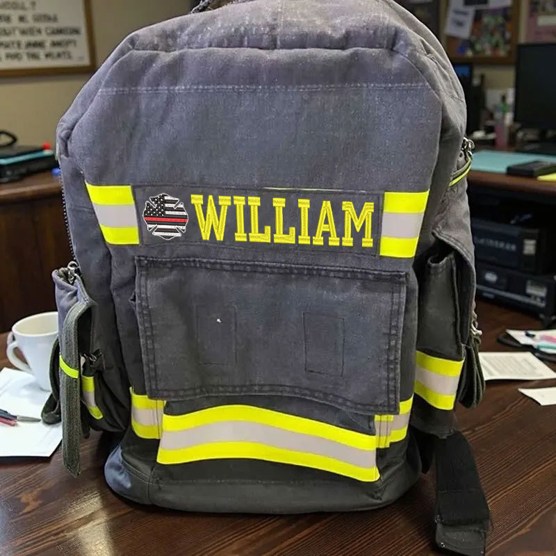 Firefighter Turnouts Backpack with Embroidery American Flag Firefighter Badge and Name