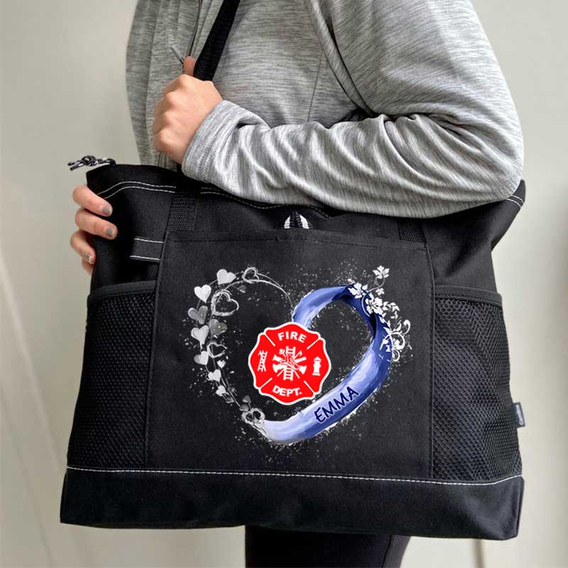 Fire Rescue Firefighter Beautiful Heart Personalized Tote Bag