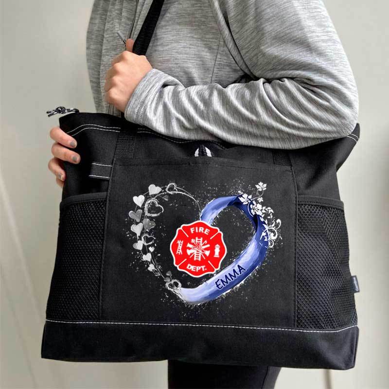 Fire Rescue Firefighter Beautiful Heart Personalized Tote Bag