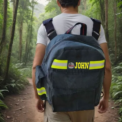 Firefighter Turnouts Backpack with Embroidery American Flag Firefighter Badge and Name