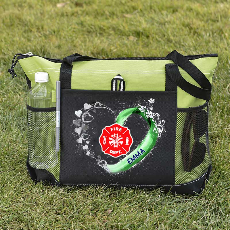 Fire Rescue Firefighter Beautiful Heart Personalized Tote Bag