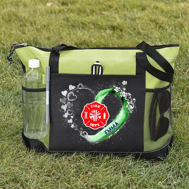 Fire Rescue Firefighter Beautiful Heart Personalized Tote Bag