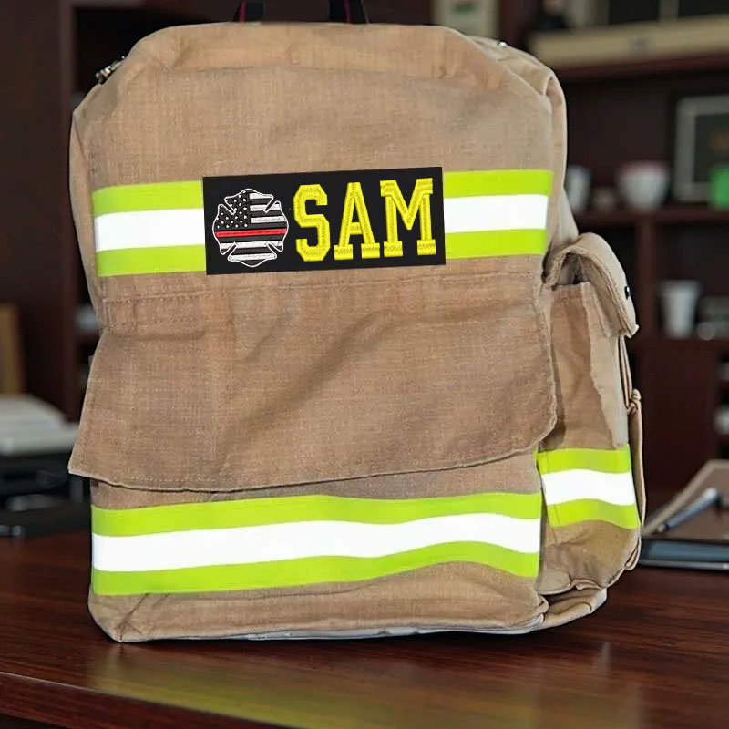 Firefighter Turnouts Backpack with Embroidery American Flag Firefighter Badge and Name