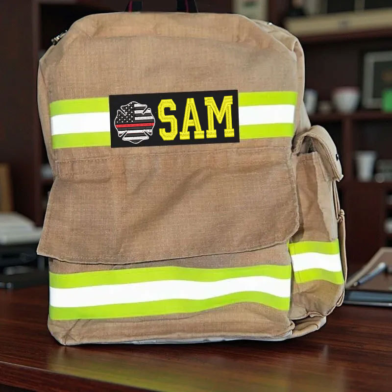 Firefighter Turnouts Backpack with Embroidery American Flag Firefighter Badge and Name