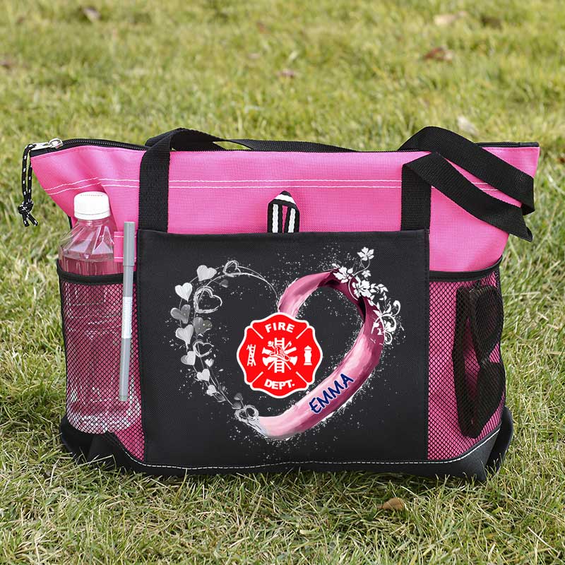 Fire Rescue Firefighter Beautiful Heart Personalized Tote Bag