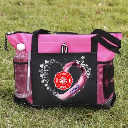 Fire Rescue Firefighter Beautiful Heart Personalized Tote Bag