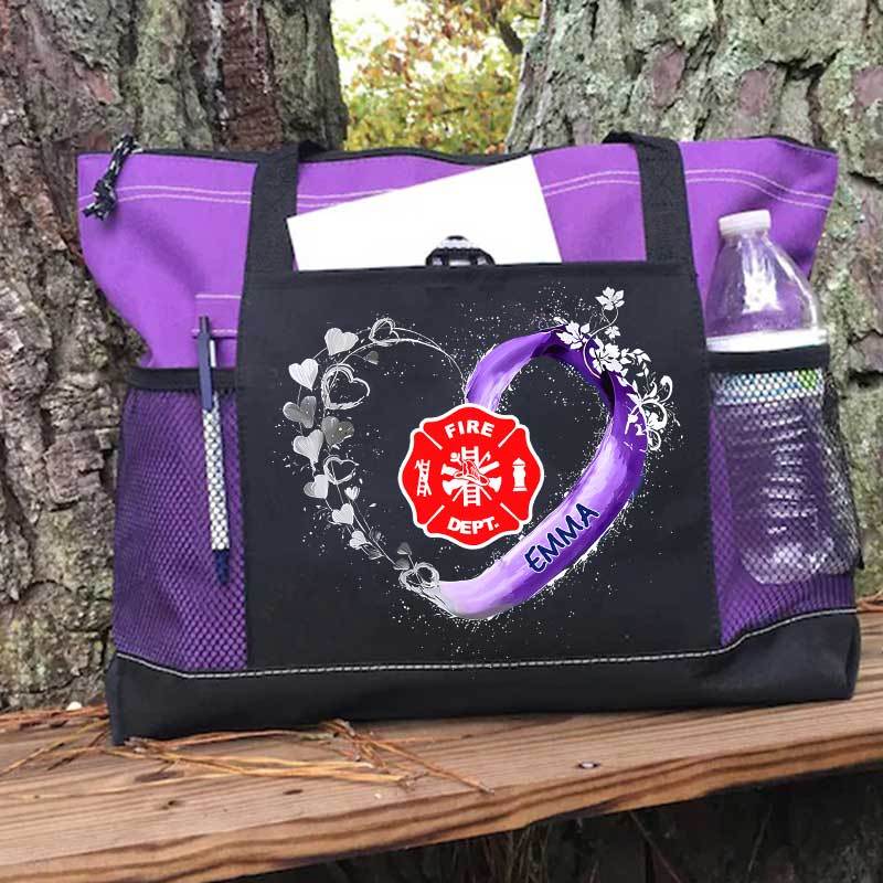 Fire Rescue Firefighter Beautiful Heart Personalized Tote Bag