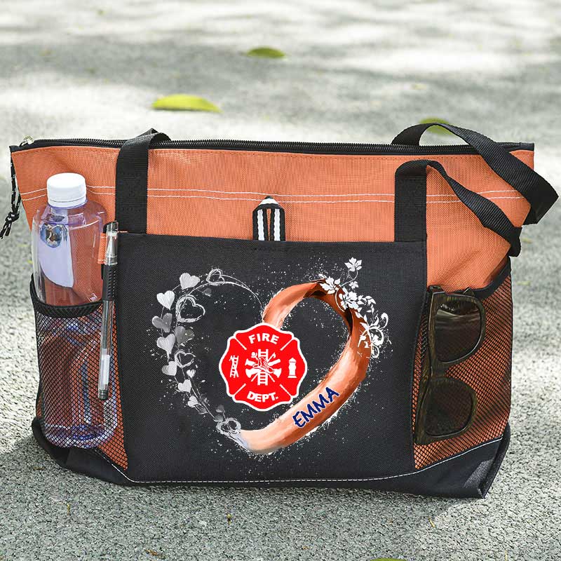 Fire Rescue Firefighter Beautiful Heart Personalized Tote Bag