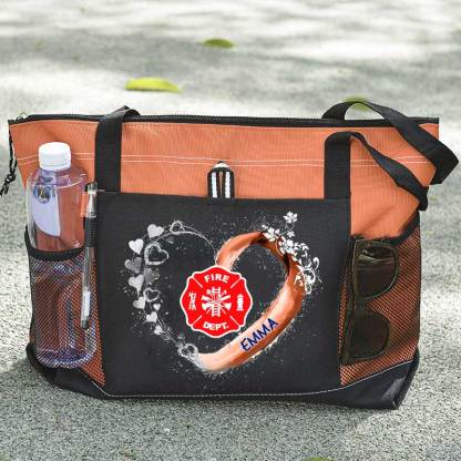 Fire Rescue Firefighter Beautiful Heart Personalized Tote Bag