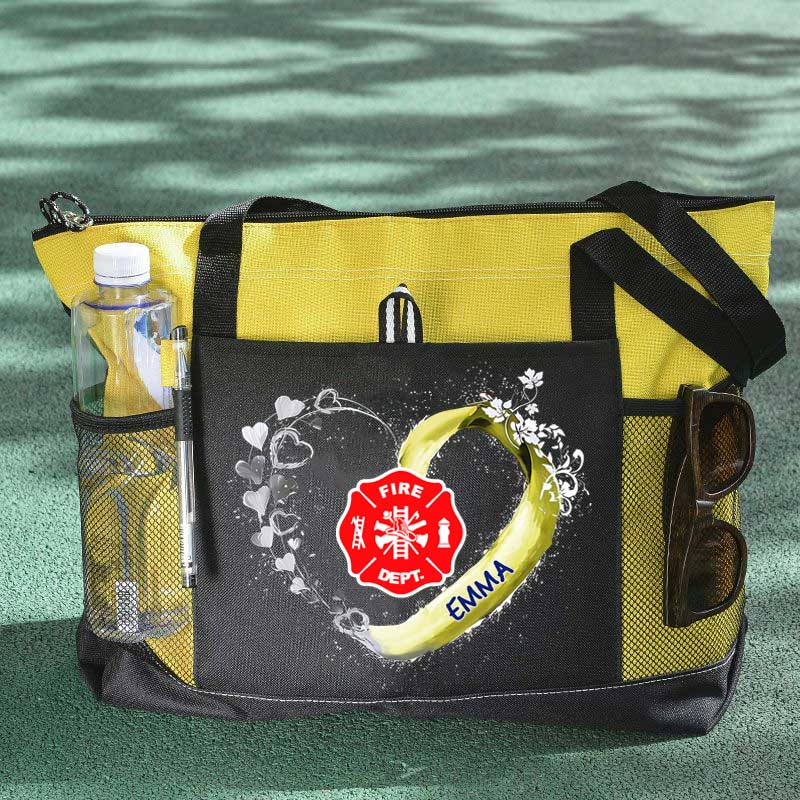 Fire Rescue Firefighter Beautiful Heart Personalized Tote Bag