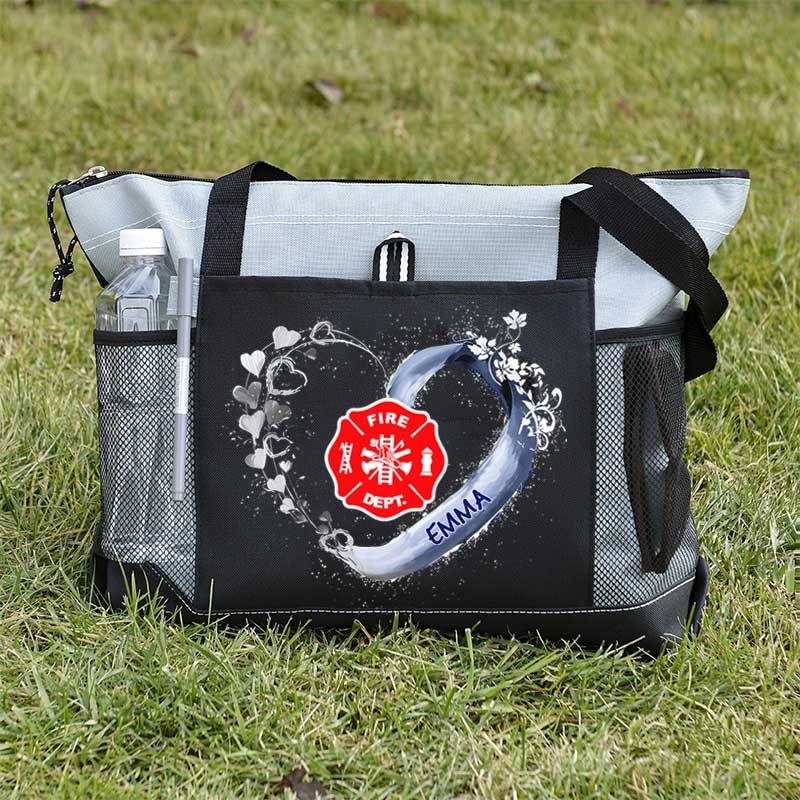 Fire Rescue Firefighter Beautiful Heart Personalized Tote Bag