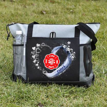 Fire Rescue Firefighter Beautiful Heart Personalized Tote Bag