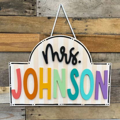 Custom Teacher Door Hanger Classroom Sign Door Decor