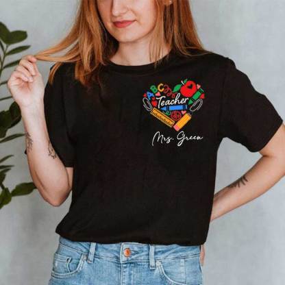 Teaching Heart School Supplies, Apple Crayons Pencil Custom T-Shirt