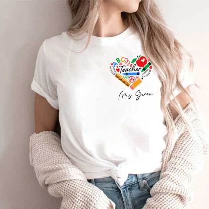 Teaching Heart School Supplies, Apple Crayons Pencil Custom T-Shirt
