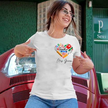 Teaching Heart School Supplies, Apple Crayons Pencil Custom T-Shirt