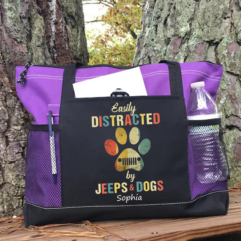 Jeep Vintag easily distracted by Jeeps And dogs Tote Bag