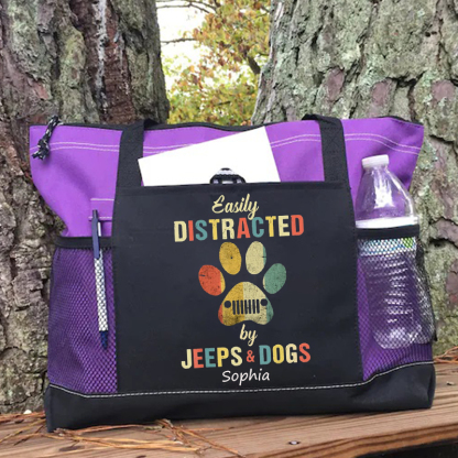 Jeep Vintag easily distracted by Jeeps And dogs Tote Bag
