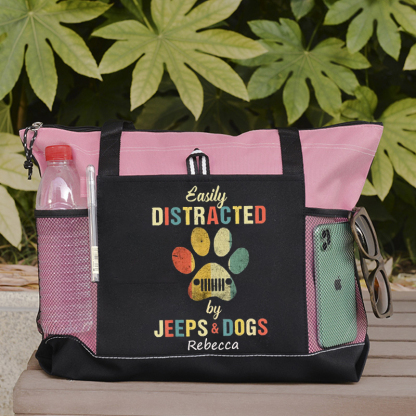 Jeep Vintag easily distracted by Jeeps And dogs Tote Bag