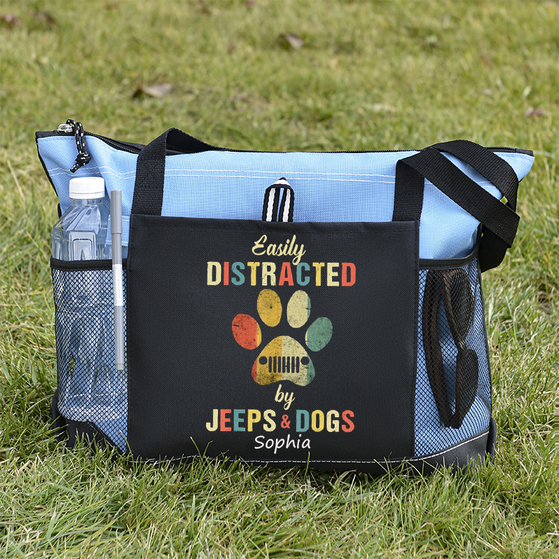 Jeep Vintag easily distracted by Jeeps And dogs Tote Bag