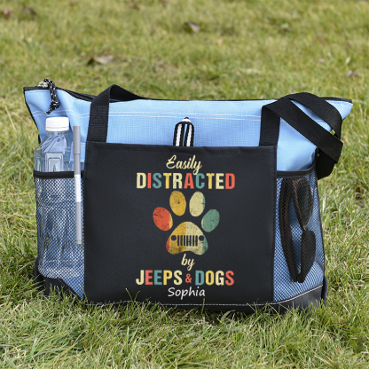 Jeep Vintag easily distracted by Jeeps And dogs Tote Bag