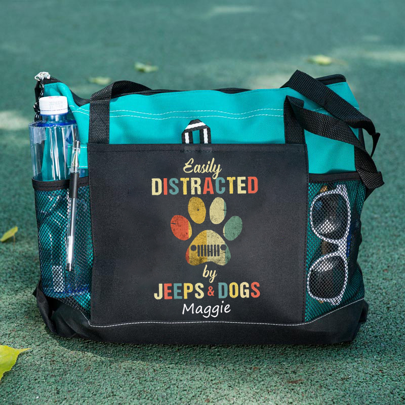 Jeep Vintag easily distracted by Jeeps And dogs Tote Bag